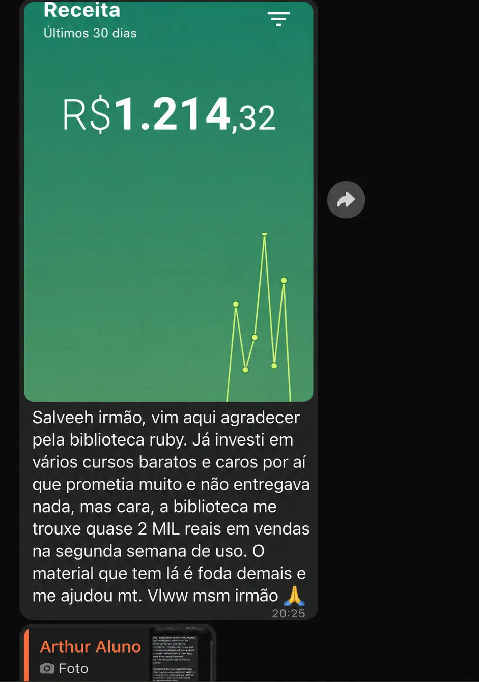 Depoimento real com resultado de R$ 1.214,32